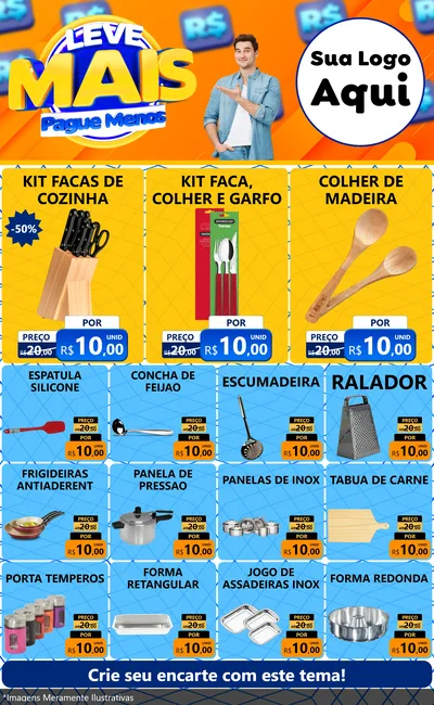 Modelo de Encarte para Encarte Grande com o tema Leve Mais, Pague Menos para Utilidades Domésticas