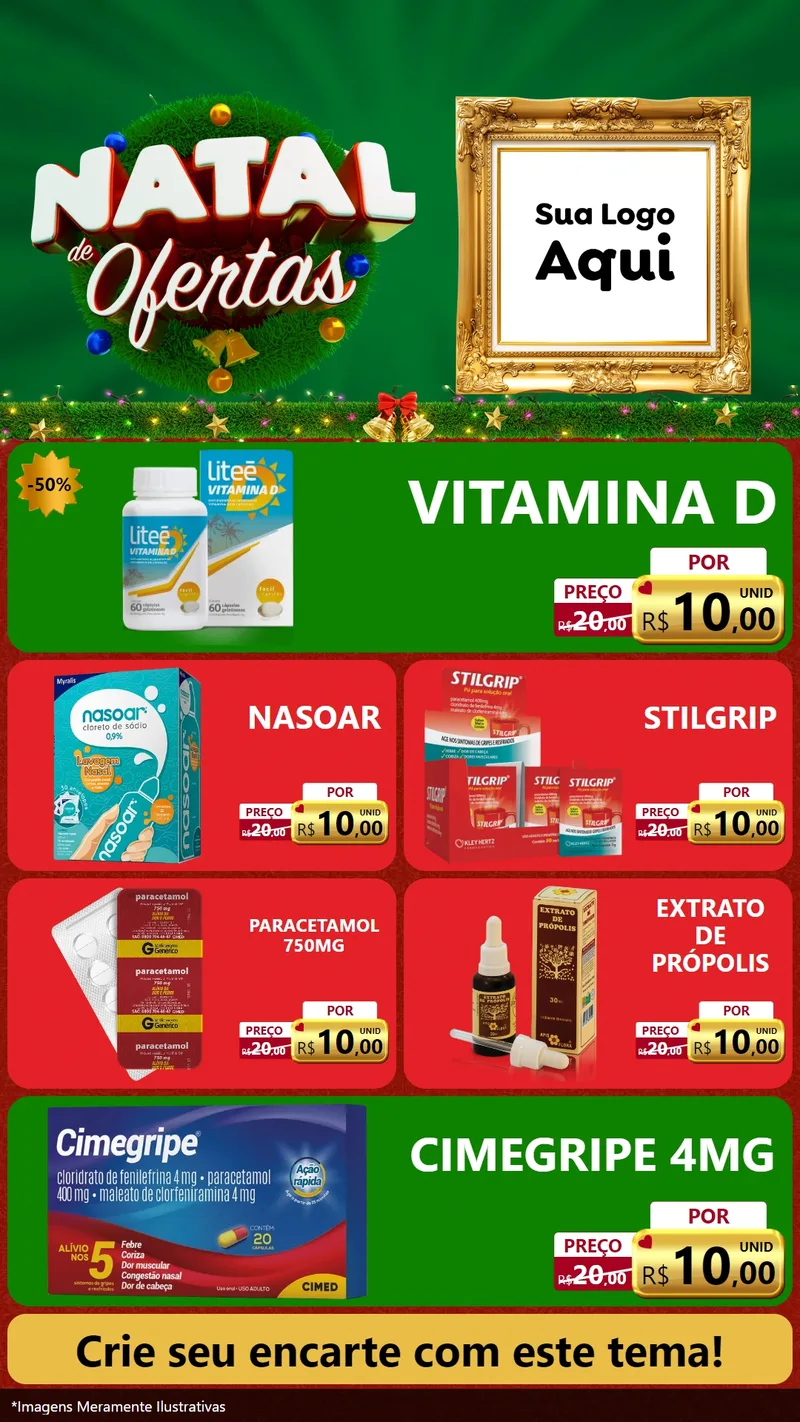 Modelo de TV para TV Vertical com o tema Natal de Ofertas para Farmácia