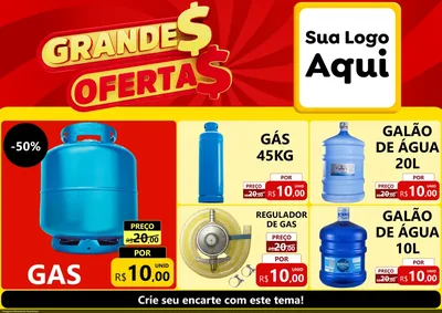 Modelo de Encarte para Encarte A4 Horizontal com o tema Grandes Ofertas para Água e gás