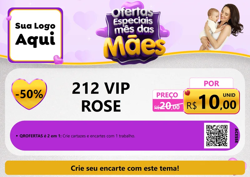 Modelo de Cartaz para Cartaz A4 Horizontal com o tema Ofertas Especiais - Mês das Mães para Perfumes
