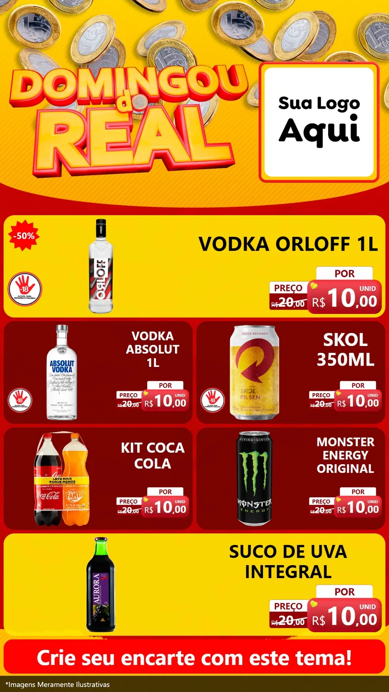 Modelo de TV para TV Vertical com o tema Domingou do Real para Distribuidora de bebidas