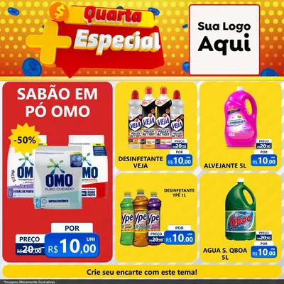 Modelo de Rede Social para Feed Facebook com o tema Quarta Mais Especial para Produtos de Limpeza