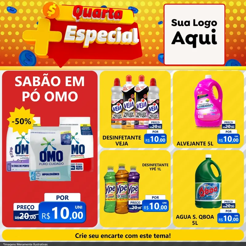 Modelo de Rede Social para Feed Facebook com o tema Quarta Mais Especial para Produtos de Limpeza