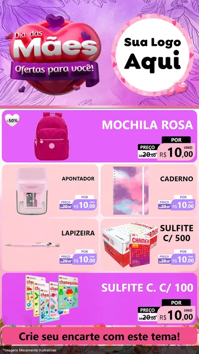 Modelo de TV para TV Vertical com o tema Dia das Mães Ofertas para Você! para Papelaria