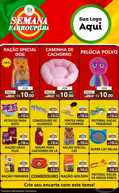 Modelo de Encarte para Encarte Grande com o tema Semana Farroupilha para Pet Shop