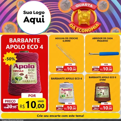 Modelo de Rede Social para Feed Facebook com o tema Quarta da Economia para Armarinho e Aviamentos