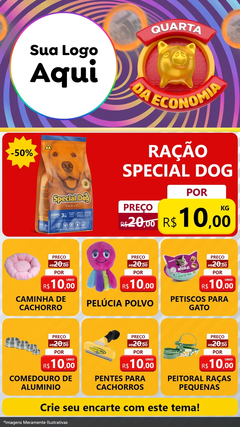 Modelo de Rede Social para Stories com o tema Quarta da Economia para Pet Shop