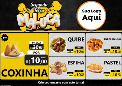 Modelo de Encarte para Encarte A4 Horizontal com o tema Segunda e Terça Maluca para Salgadaria