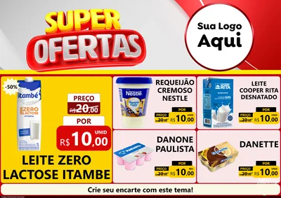 Modelo de Encarte para Encarte A4 Horizontal com o tema Super Ofertas para Frios e Laticínios