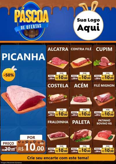 Modelo de Encarte para Encarte A4 Vertical com o tema Páscoa de Ofertas para Açougue