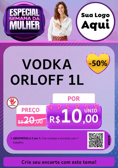 Modelo de Cartaz para Cartaz A4 Vertical com o tema Especial Semana da Mulher para Distribuidora de bebidas