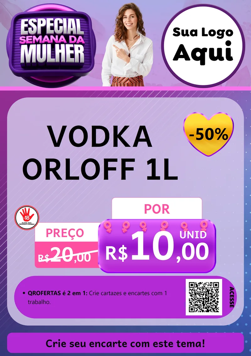 Modelo de Cartaz para Cartaz A4 Vertical com o tema Especial Semana da Mulher para Distribuidora de bebidas