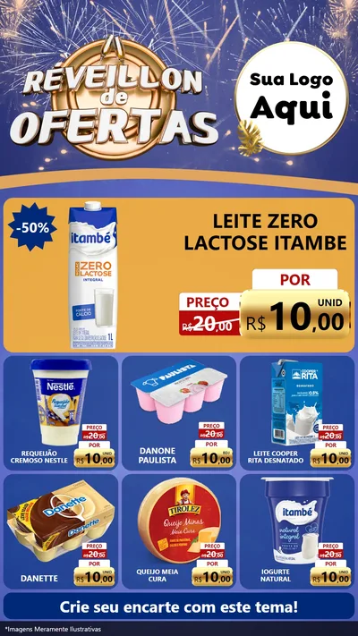 Modelo de Rede Social para Stories com o tema Réveillon de Ofertas para Frios e Laticínios
