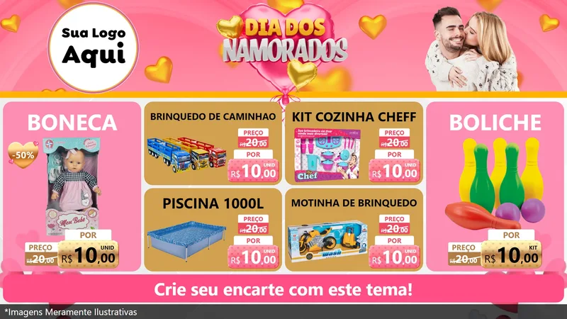 Modelo de TV para TV Horizontal com o tema Dia dos Namorados para Brinquedos