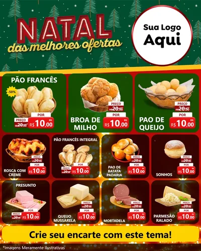 Modelo de Rede Social para Feed Instagram com o tema Natal das Melhores Ofertas para Padaria