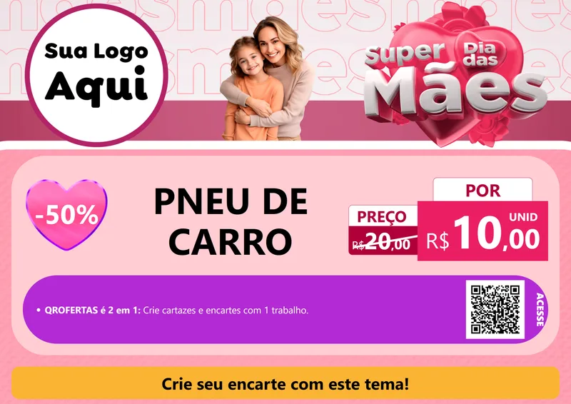 Modelo de Cartaz para Cartaz A4 Horizontal com o tema Super Dia Das Mães para Auto peças