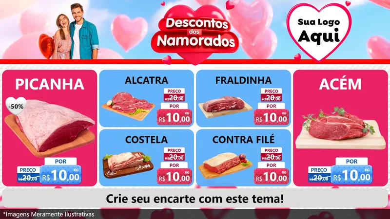 Modelo de TV para TV Horizontal com o tema Descontos dos Namorados para Açougue