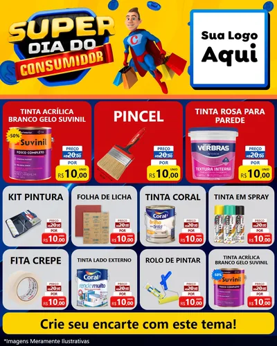 Modelo de Rede Social para Feed Instagram com o tema Super Dia do Consumidor para Tintas e Ferramentas