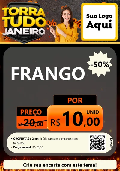 Modelo de Cartaz para Cartaz A4 Vertical com o tema Torra Tudo Janeiro para Assados