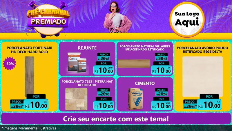 Modelo de TV para TV Horizontal com o tema Pré-Carnaval Premiado para Pisos e revestimentos