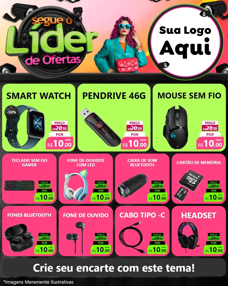 Modelo de Rede Social para Feed Instagram com o tema Segue o Líder de Ofertas para Informática
