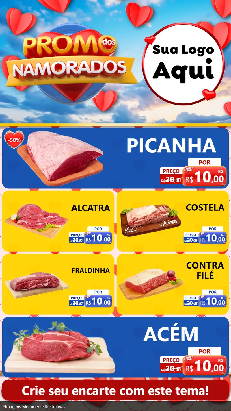 Modelo de TV para TV Vertical com o tema Promo dos Namorados para Açougue