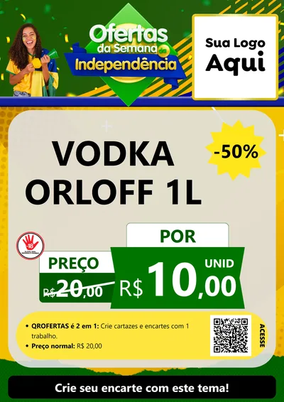 Modelo de Cartaz para Cartaz A4 Vertical com o tema Ofertas da Semana da Independência para Distribuidora de bebidas