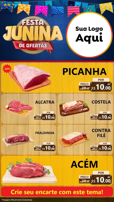 Modelo de TV para TV Vertical com o tema Festa Junina de Ofertas para Açougue