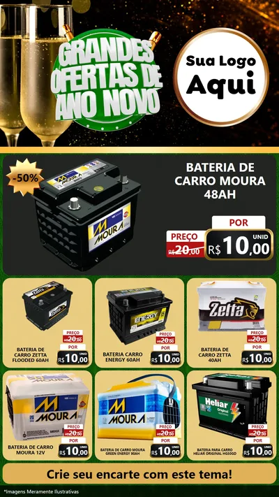 Modelo de Rede Social para Stories com o tema Grandes Ofertas de Ano Novo para Baterias Elétricas
