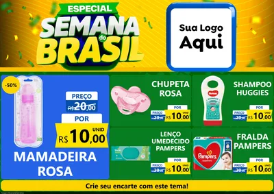 Modelo de Encarte para Encarte A4 Horizontal com o tema Especial Semana do Brasil para Bebês