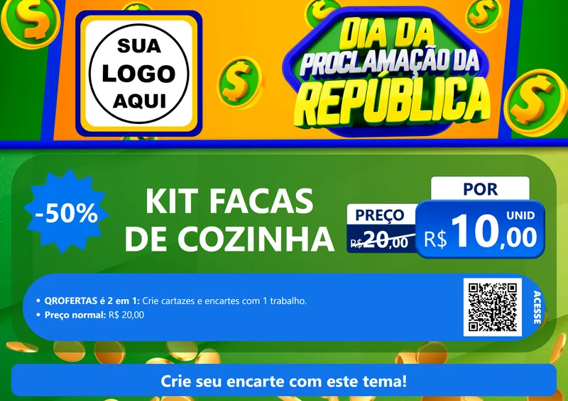 Modelo de Cartaz para Cartaz A4 Horizontal com o tema Dia Da Proclamação da República para Utilidades Domésticas