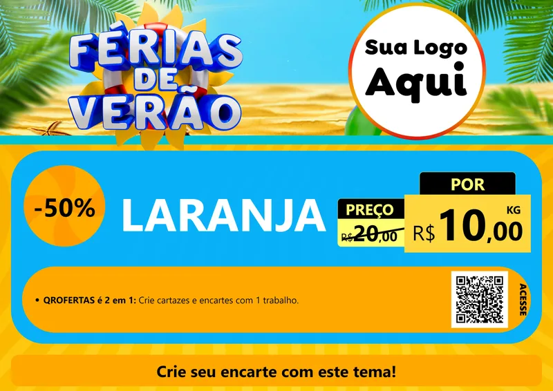 Modelo de Cartaz para Cartaz A4 Horizontal com o tema Férias de Verão para Hortifrúti