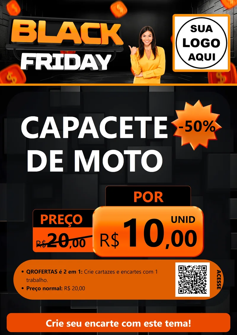 Modelo de Cartaz para Cartaz A4 Vertical com o tema Black Friday para Moto peças