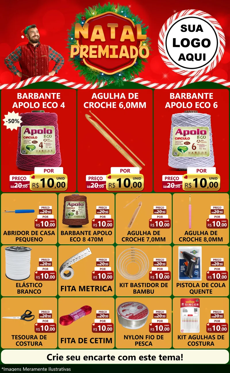 Modelo de Encarte para Encarte Grande com o tema Natal Premiado para Armarinho e Aviamentos