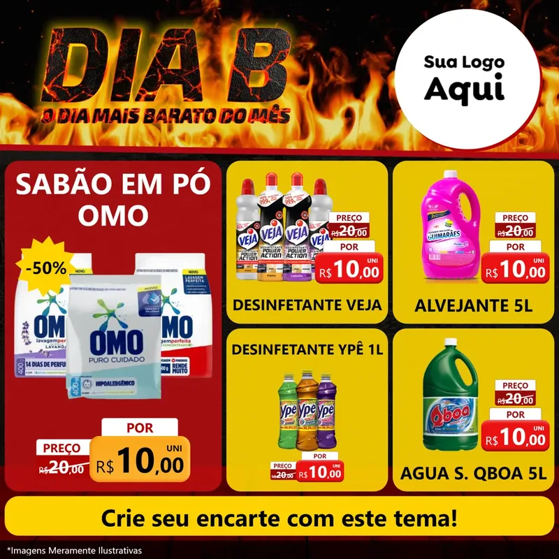 Modelo de Rede Social para Feed Facebook com o tema Dia B para Produtos de Limpeza