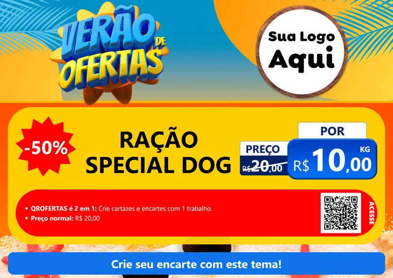 Modelo de Cartaz para Cartaz A4 Horizontal com o tema Verão de Ofertas para Pet Shop