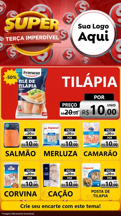Modelo de Rede Social para Stories com o tema Super Terça Imperdível para Peixaria