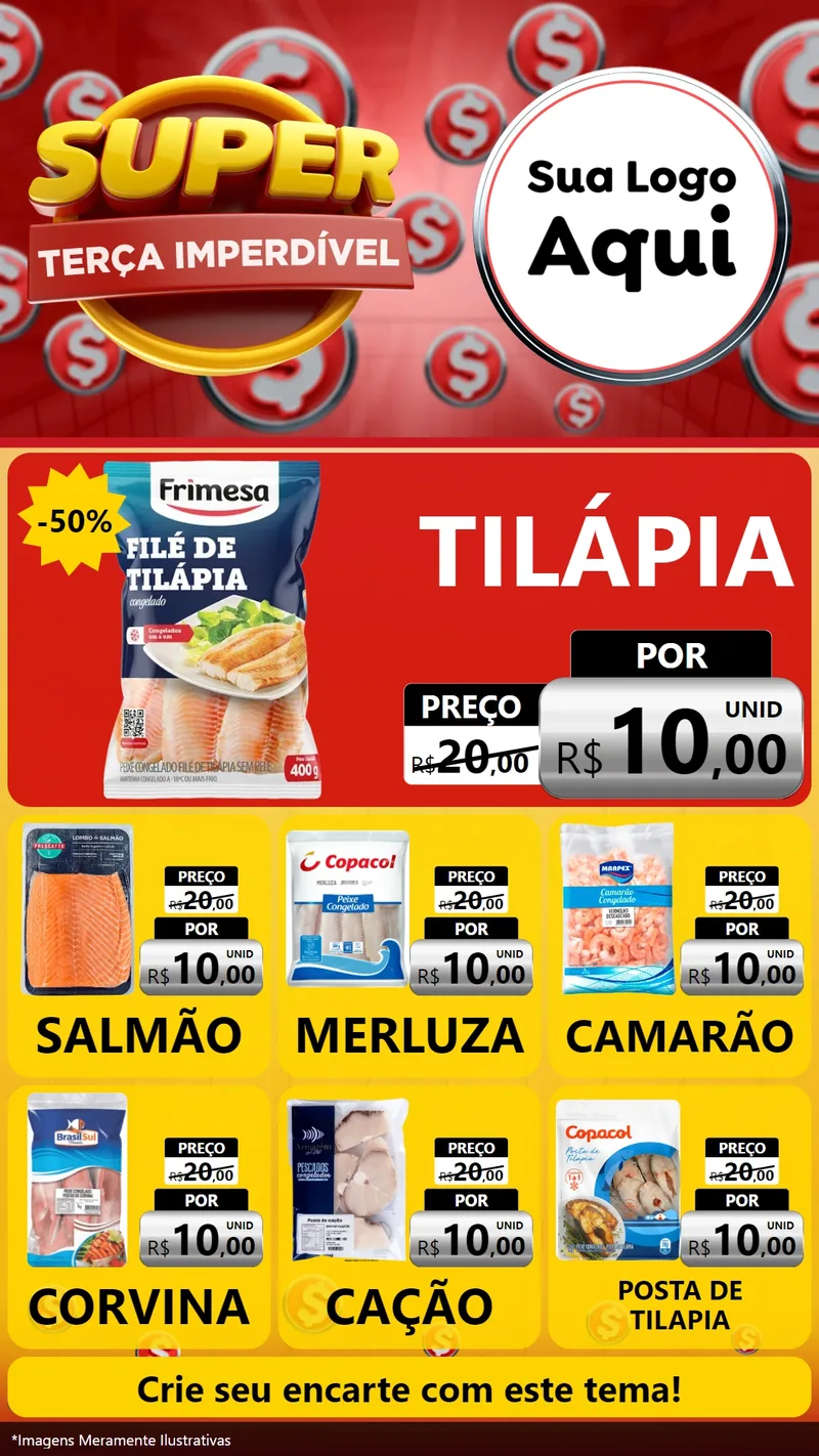 Modelo de Rede Social para Stories com o tema Super Terça Imperdível para Peixaria