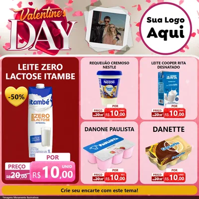 Modelo de Rede Social para Feed Facebook com o tema Valentine's Day para Frios e Laticínios
