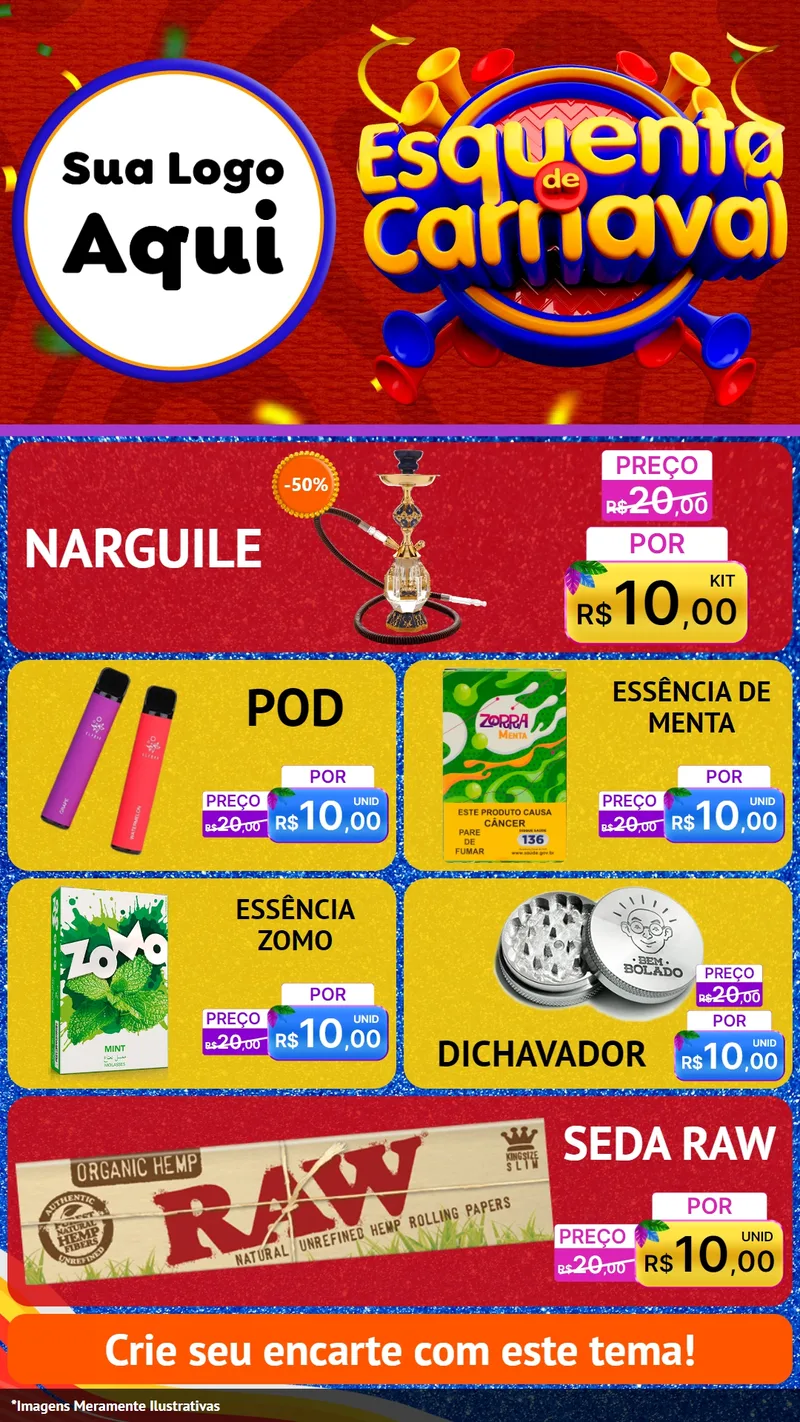 Modelo de TV para TV Vertical com o tema Esquenta de Carnaval para Tabacaria
