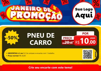 Modelo de Cartaz para Cartaz A4 Horizontal com o tema Janeiro de Promoção para Auto peças