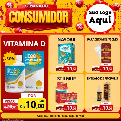 Modelo de Rede Social para Feed Facebook com o tema Semana do Consumidor para Farmácia