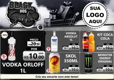 Modelo de Encarte para Encarte A4 Horizontal com o tema Black dos Sonhos para Distribuidora de bebidas