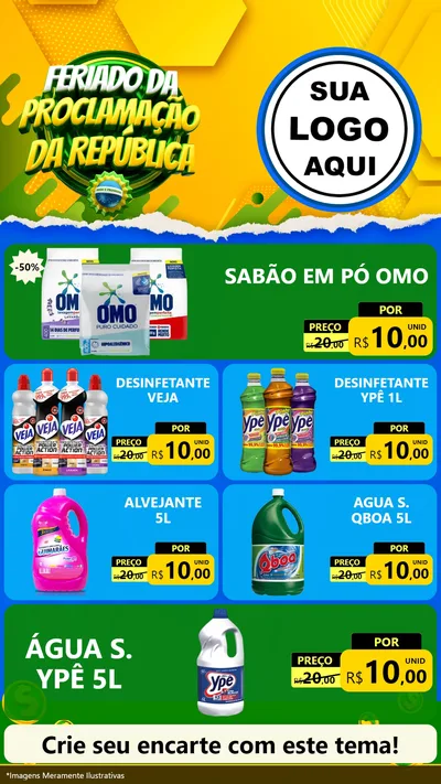 Modelo de TV para TV Vertical com o tema Feriado da Proclamação da República para Produtos de Limpeza
