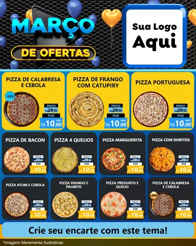 Modelo de Rede Social para Feed Instagram com o tema Março de Ofertas para Pizzaria