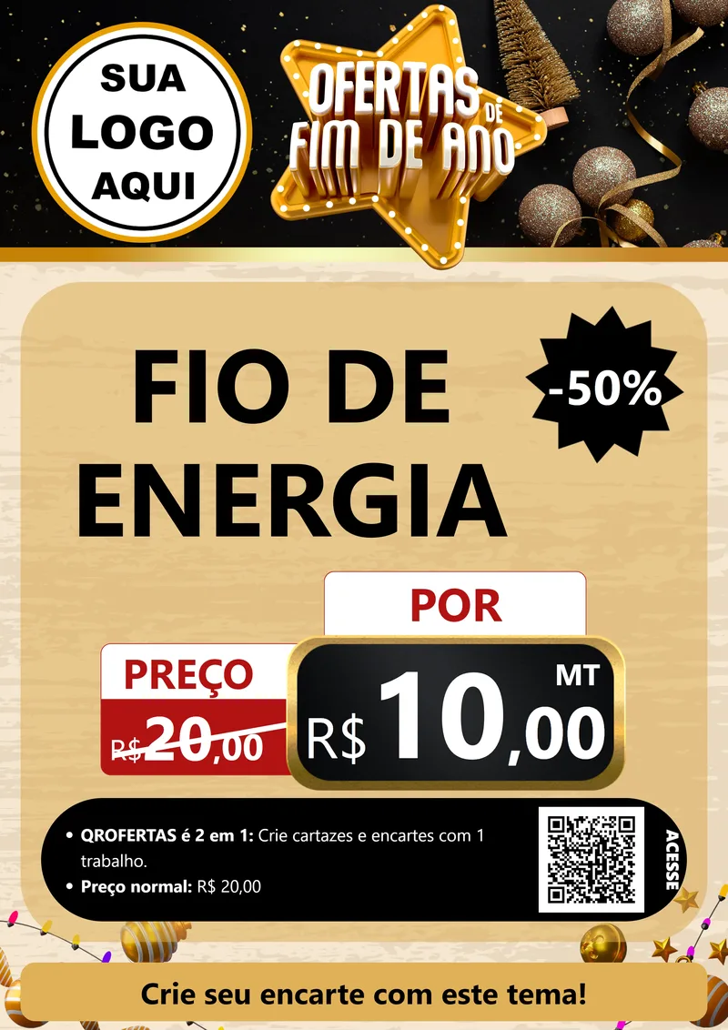 Modelo de Cartaz para Cartaz A4 Vertical com o tema Ofertas de Fim de Ano para Materiais Elétricos