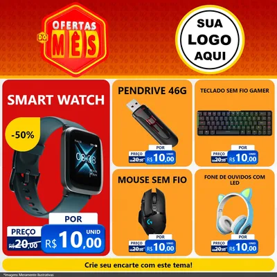 Modelo de Rede Social para Feed Facebook com o tema Ofertas do Mês para Informática