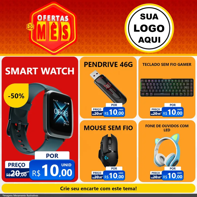 Modelo de Rede Social para Feed Facebook com o tema Ofertas do Mês para Informática
