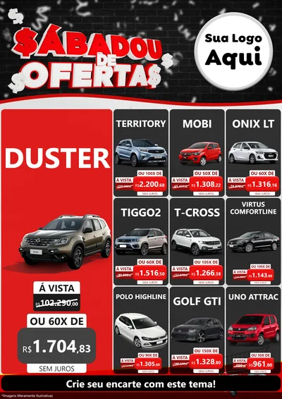 Modelo de Encarte para Encarte A4 Vertical com o tema Sabadou de Ofertas para Concessionaria de Carros