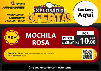 Modelo de Cartaz para Cartaz A4 Horizontal com o tema Explosão de Ofertas para Papelaria